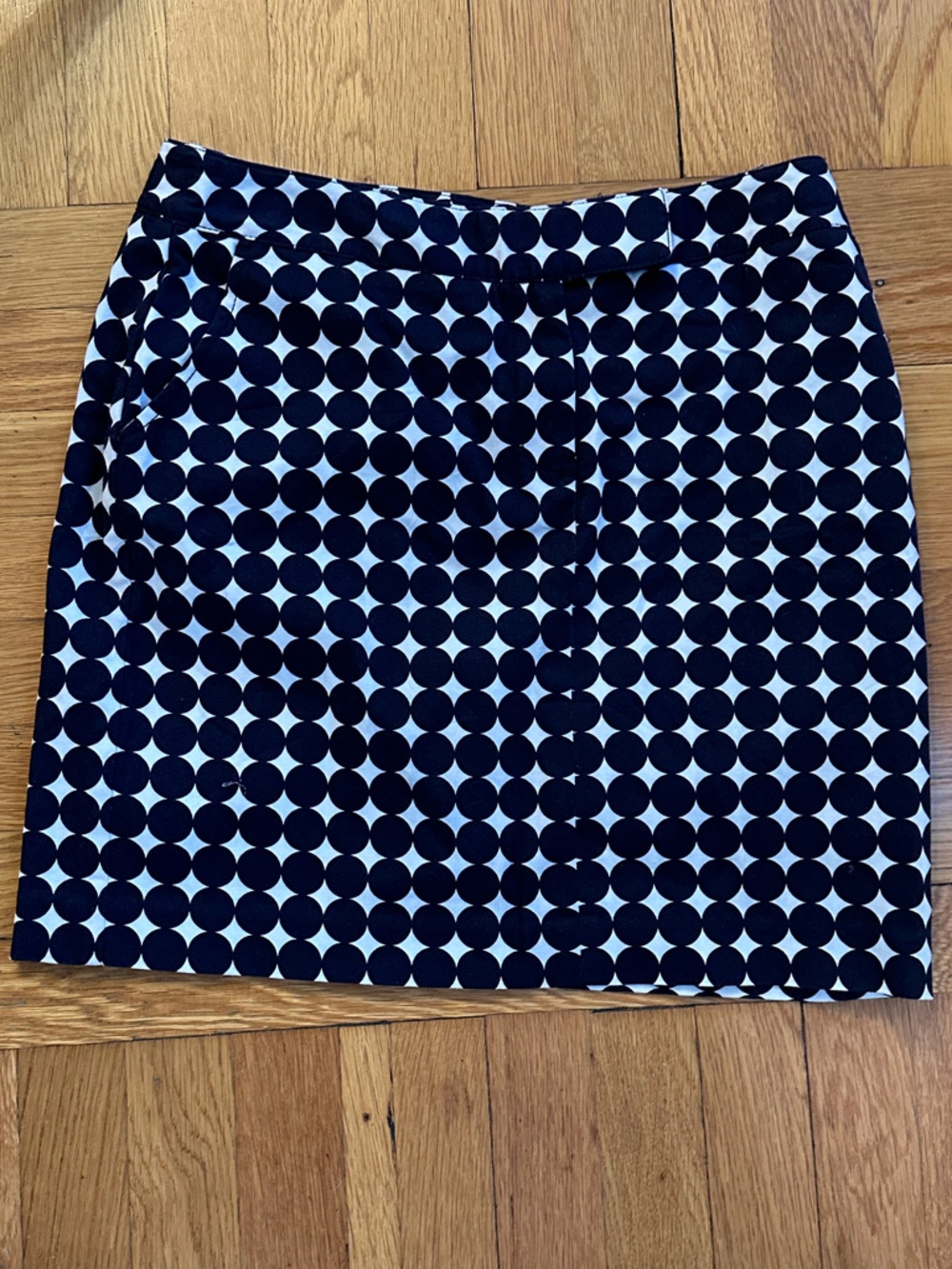 Polka Dot A-Line Preppy Mini Skirt Navy Blue and White